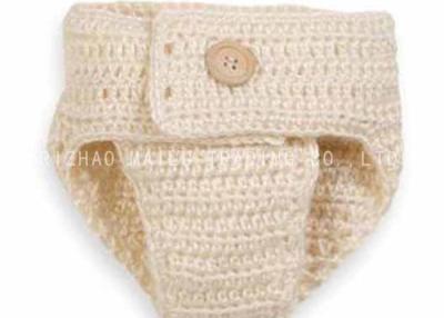 China Folded Crochet Baby Diaper Sets Creme Baby Photography Props With Button for sale