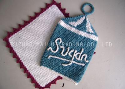 China Crochet Christmas Ornaments Indigo White Chimney Shape With White Letters for sale