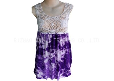 China Sleeveless Handmade Crochet Dress White And Purple Crochet Womens Dresses for sale