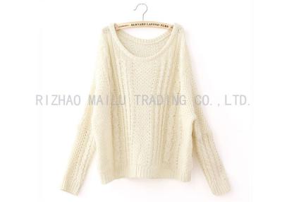 China Round Neck Handmade Crochet Dress , Yellow / White Handmade Crochet Sweaters for sale