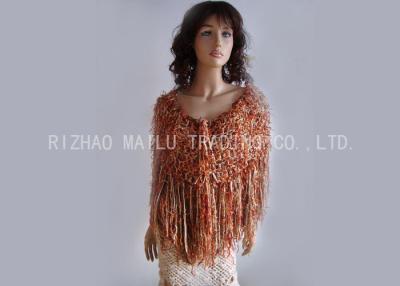 China Mixed Color Handmade Crochet Dress , Velour Tassel Knitted Ponchos For Women for sale