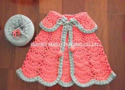 China Pink Handmade Crochet Dress , Sleeveless Striped Polo Collar Crochet Baby Shawl for sale