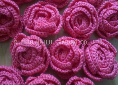 China Customized Crochet Accessories Red And Blue Crochet Rose Flower For Decorative for sale