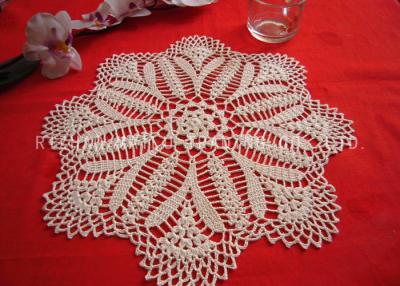 China Snowflake Shape Crochet Flower Rug Embossed Pattern Overlocking Crochet Doily for sale