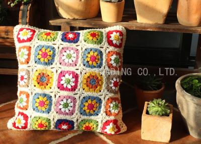 China Floral Pattern Square Car Seat Cushion Covers Crochet Multicolor Crochet Circle Cushion for sale