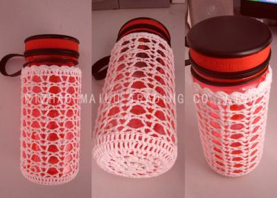 China White Crochet Bottle Holder Hollow Out Scallop Edge Knitted Mug Warmer for sale