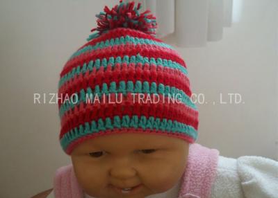 Chine Chapeau acrylique mélangé rouge et vert d'aileron de crochet de la calotte 12cm de bébé de crochet à vendre