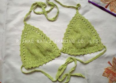 China Mesh Green Crochet Bikini Low Waist Cotton Crochet Two Piece Swimsuit for sale