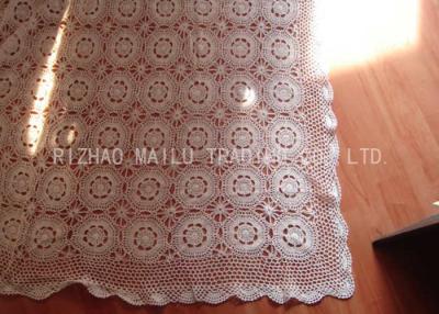 China Floral And Stars Pattern Crochet Table Cover Twill Style Round Floral Shape for sale