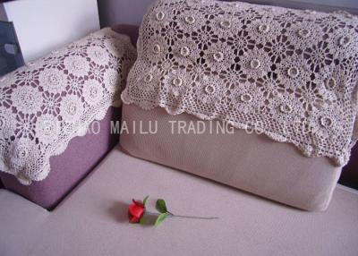 China Comfortable Handmade Crochet Sofa Cover Hand Wash With Embossed Flowers for sale