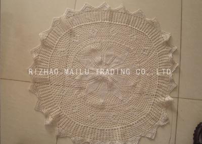 China Multigrids Crochet Doilies Cotton Crochet Round Tablecloths With Scallop Edge for sale