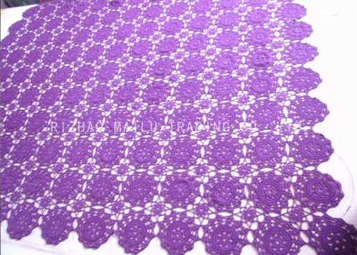 China Floral Purple Crochet Table Cover / Hollow Out Vintage Crochet Table Runner for sale