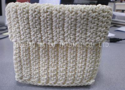 China Cesta 100% del ganchillo blanco de Retangular de la cesta del almacenamiento del ganchillo del algodón pequeña en venta