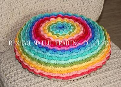 China Round Colorful Rainbow Multi - Layer Blooming Rose Chair Cushion Covers For Leaning On for sale