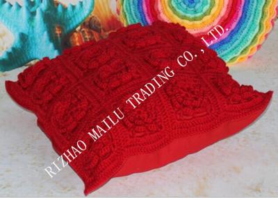 China Red Multi - Rose Hand Made Square Poufs And Ottomans Covers Jacquard Style for sale