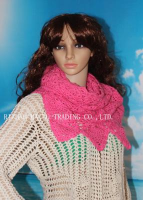 China Peachblow Corrugated edge hollow out tubbiness shape handmade crochet scarf for sale