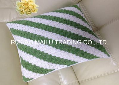 China Milk cotton Hollow Out Hand Crochet Cushion Cover White And Green Ripple Pattern for sale