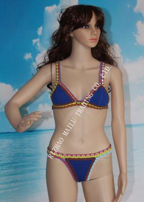 China Two pieces  hand crochet trims flexible swimwear with many colors for sale