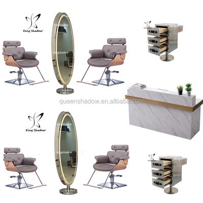 China 2021 Comfortable Equipment And Room Furniture Styling Mirror Station Shampoo Chair Barber Chair Cheap Hair Salon Chairs for sale