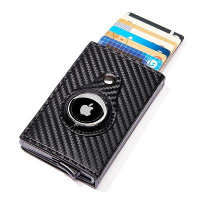 China NATIONAL Smart Card Holder Wallet Airtag Tracker Rfid Aluminum Wallet With Air Tag Pop Up Credit Card Holder Carbon Fiber PU for sale