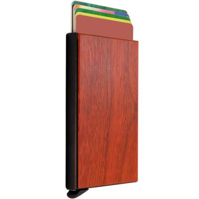 China 2020 NATIONAL New Fashion RFID Blocking Noise Up Walnut Rosewood Beech Bamboo Wood Aluminum Credit Card Holders for sale