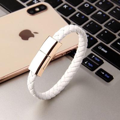 China CLASSIC PU leather bracelet data cable clasp zinc alloy apple lock android type C cable for sale for sale