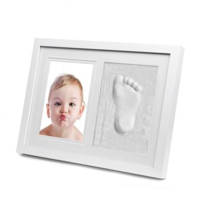 China Home decoration 3d baby hand and foot print clay frame for newborn baby photo for family decor and custom size color for sale