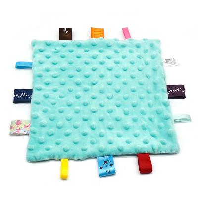 China Tablet 2021 NEW 25X25 knitted super soft soothing towel, Doudou colorful label newborn soothing towel, baby soothing handkerchief for sale