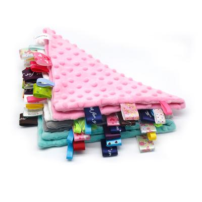 China 25X25 Pill Knitted Baby Towel Super Soft Soothing Colorful Label Doudou Newborn Soothing Soothing Handkerchief for sale