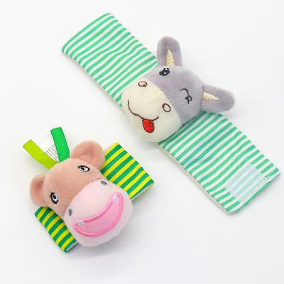 China 2021 MINGJUN NEW Eco-friendly Baby Animal Watch Strap Baby Wrist Strap Socks With Small Rattle Bell Newborn Toy for sale