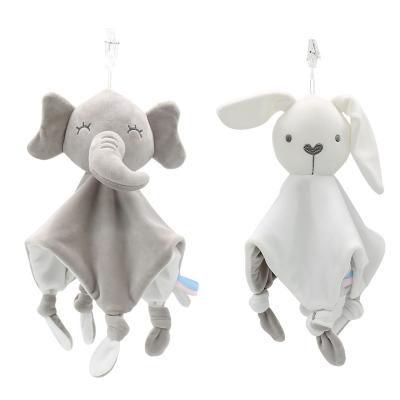 China Rabbit comfort towel eco-friendly baby can be imported comfort doll 0-1 year old baby plush hand puppet comfort toy for sale