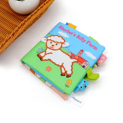 China 2021 NEW Early Education Baby Cloth Book Embroidery Label Rotten Animal Three-Dimensional Baby Book Educational Toy Book with bb device for sale