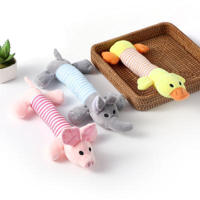 China Eco-friendly Cute Dog Cat Plush Squeak Dog Toy Fleece Interesting Goods Chewing Pet Toy Molar Elephant Duck Pig Suitable For All Pets for sale