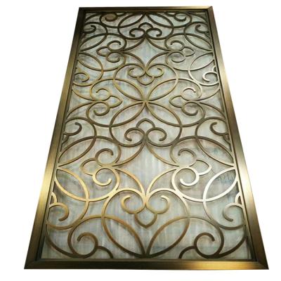 China Laser cut brass wall panel metal screens room  partition dividers for sale