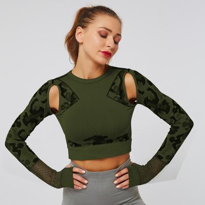 China 2019 Yoga tragen Mädchen Leopard Getreide Seanmless Mesh Frau Fitness Yoga Leggings oder Top zu verkaufen