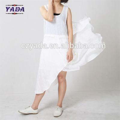 China Mulheres branco sem mangas algodão casual elegante mini vestidos formais de escritório vestido sexy para mulheres à venda