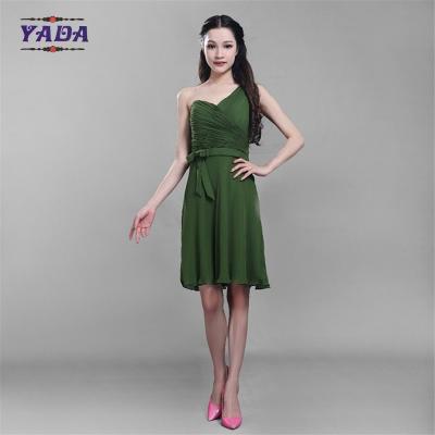 Chine Couleur verte anti-rides élégante soirée T-shirt en chiffon femme dégagé robe de boutique dames prêt-à-porter robes vente à vendre