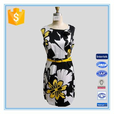 China Sleeveless Floral Printed Polyester Spandex Designer One Piece Dress For Lady for sale