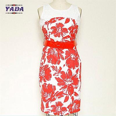 China Damen schlanke Stil Ärmellose blumige lässige Kleider Frauen elegante Designs Fette Damen Dame Kleid in China zu verkaufen