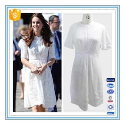 China Moda de verano europea elegante blanco encaje de algodón modelo de vestido mayorista en venta