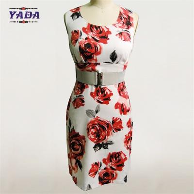 China Últimos patrones de las damas vestidos de playa con impresión floral vestidos tradicionales con cinturón en venta