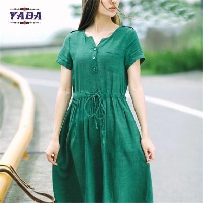 China Casual Linen Sommer Casual formale Bürokleider Designerkleid für Frauen zu verkaufen