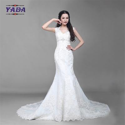 Chine Mode v col tunique broderie faite à la main mariée robe de mariée de sirène à perles blanches à vendre