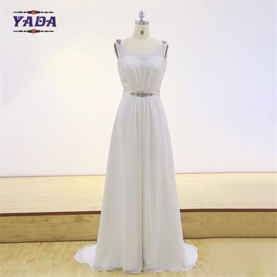 China Novos bijuterias de moda com contas sem mangas longas de chiffon vestido de noiva sexy transparente vestido de casamento à venda