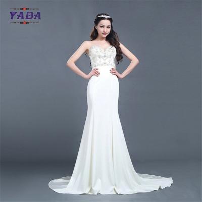 China Liebes Satin handgefertigt Stickerei Perlenkleider Farbe elegantes Brautkleid zu verkaufen