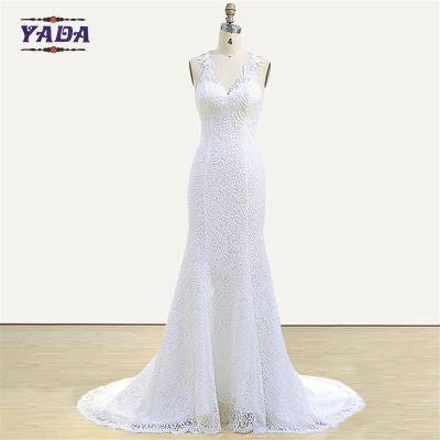 China Frauen schlank fit V-Hals Alibaba Spitze sexy Braut Meerjungfrau Kleid Muster Hochzeitskleider China zu verkaufen