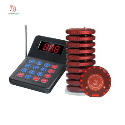 China Wholesale top sales 1 keyboard with 10 red pagers wireless restaurant coaster pager system for sale