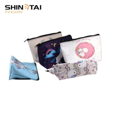 China Rainbow Custom Printed PU Makeup Bag Saco Cosmético à venda