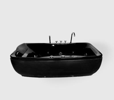 China Indoor Hydromassage Bathtub Three Side Whirlpool Black Skirted Bathtubs for sale