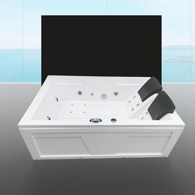 China Skirt Bath Manufacturer Cheap Indoor Whirlpool Massage Three Side Bathtub In Square Shape For 2 Person for sale